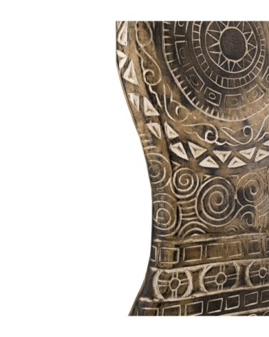 Figure soleil sculpé avec pied en bois marron