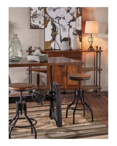 Tabouret réglable en fer noir