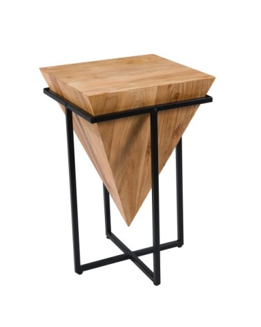 Moyenne sellette en bois d'acacia et métal