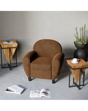 Moyenne sellette en bois d'acacia et métal