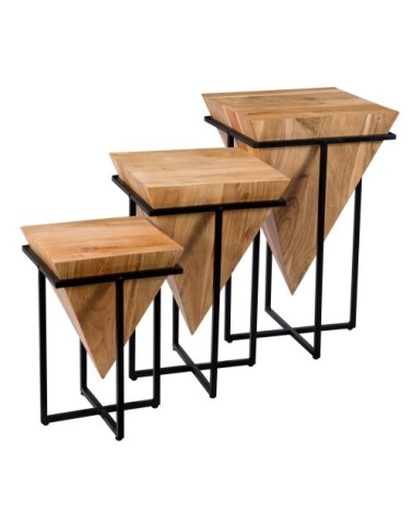 Moyenne sellette en bois d'acacia et métal