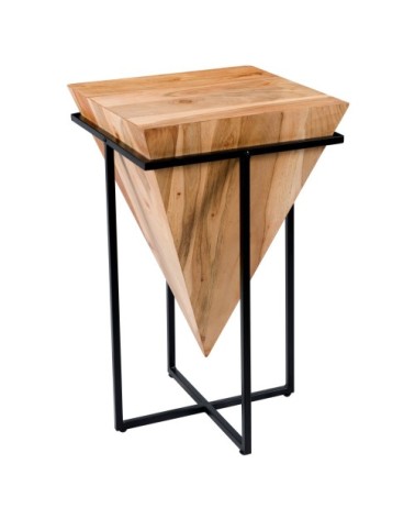 Grande sellette en bois d'acacia et métal