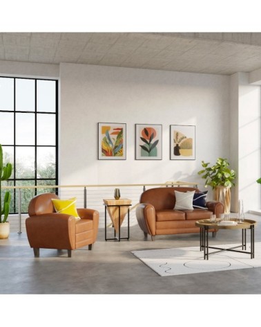 Grande sellette en bois d'acacia et métal