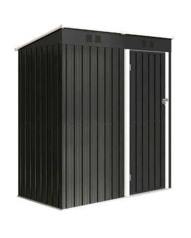 Abri de jardin 2 grilles d'aération toit incliné métal gris anthracite