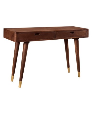 Console en bois massif 2 tiroirs et détails dorés
