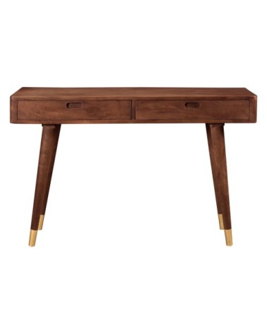 Console en bois massif 2 tiroirs et détails dorés