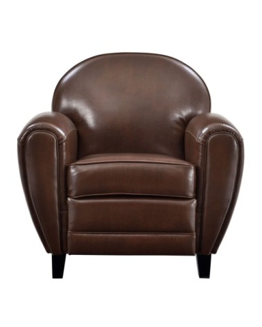 Fauteuil marron en croute de cuir enduite