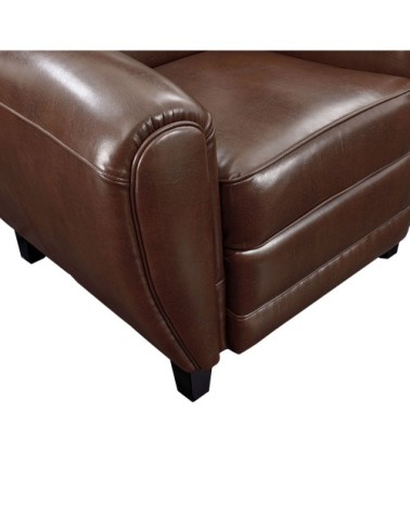 Fauteuil marron en croute de cuir enduite