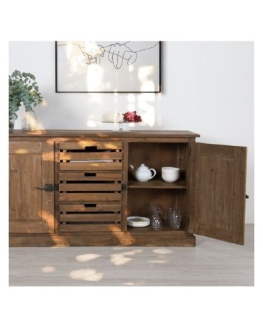 Buffet en bois recyclé 2 portes et 3 tiroirs