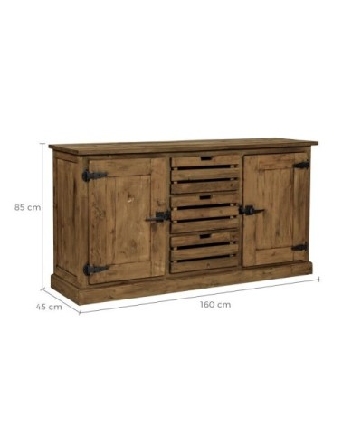 Buffet en bois recyclé 2 portes et 3 tiroirs