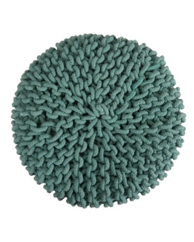 Petit tabouret tricot en coton vert céladon