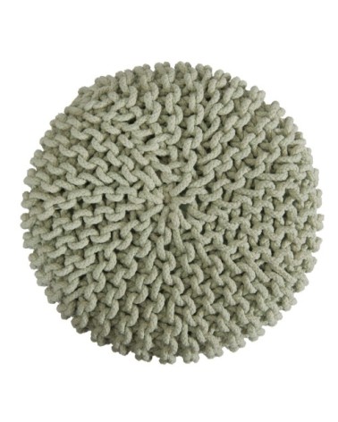 Petit tabouret tricot en coton vert olive