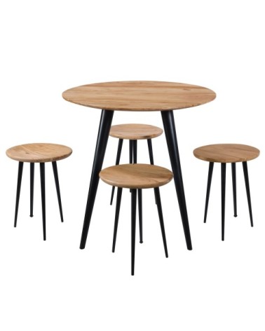 Tabouret rond en bois d'acacia