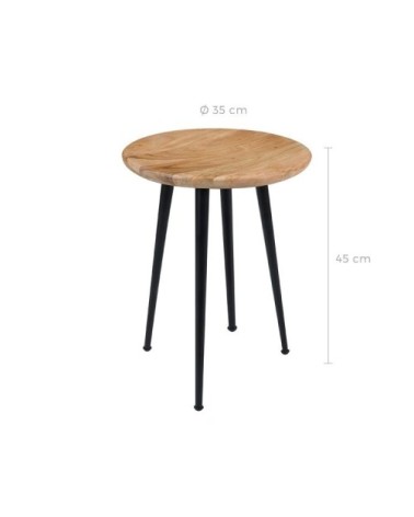 Tabouret rond en bois d'acacia