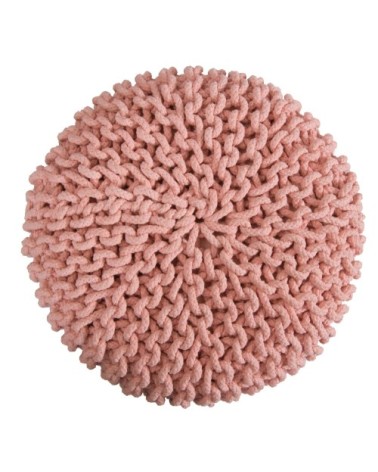 Petit Tabouret tricot en coton rose poudré