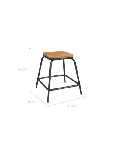 Tabouret empilable en bois à petites lattes