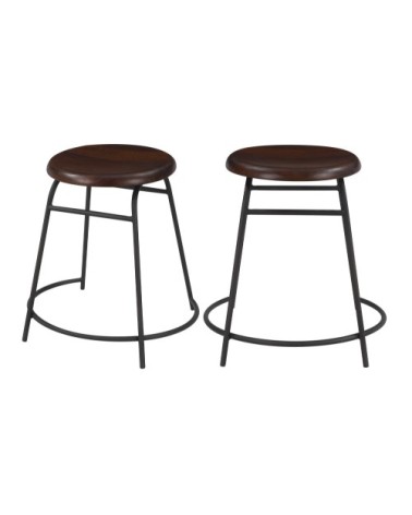 Tabouret en bois foncé (lot de 2)