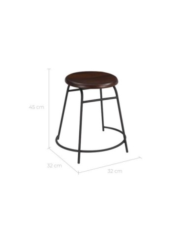 Tabouret en bois foncé (lot de 2)