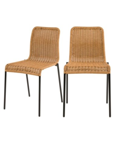 Chaise intérieur extérieur en résine tressée naturelle (x2)