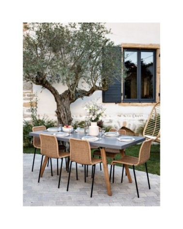 Chaise intérieur extérieur en résine tressée naturelle (x2)