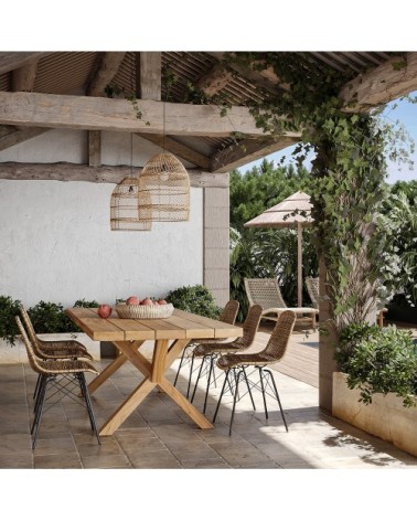 Chaise en résine tressée marron (lot de 2)