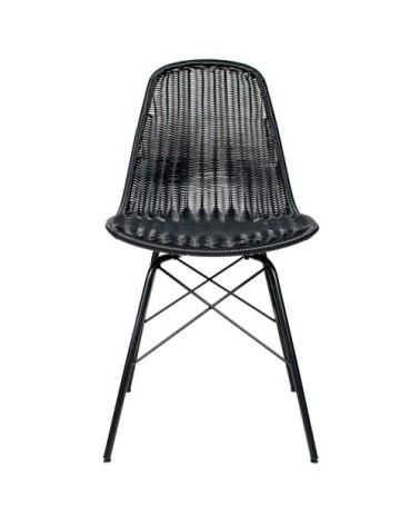 Chaise en résine tressée noir (lot de 2)