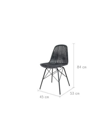 Chaise en résine tressée noir (lot de 2)