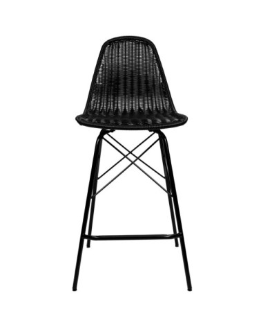Chaise de bar 63 cm en résine tressé noire (lot de 2)