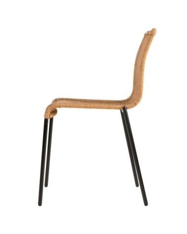 Chaise intérieur extérieur en résine tressée naturelle (x2)