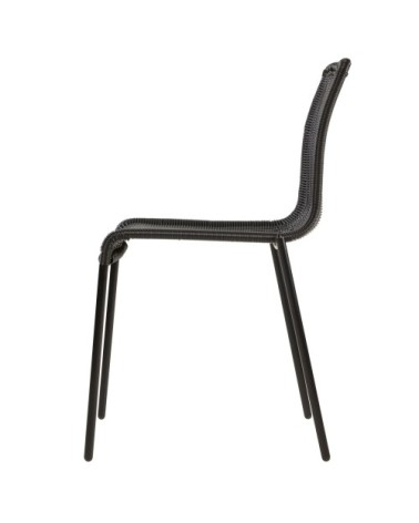 Chaise intérieur extérieur en résine tressée noire (x2)