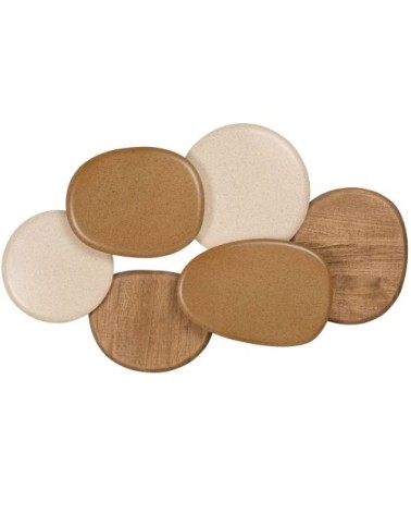 Déco murale en bois de platane beige et marron 70x45