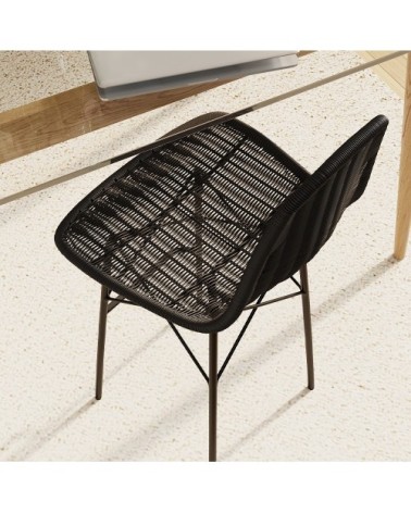 Chaise de bar 63 cm en résine tressé noire (lot de 2)