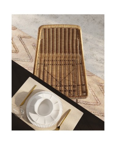 Chaise de bar mi-hauteur 63 cm en résine tressée marron (x2)