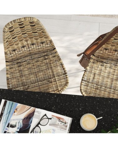 Chaise de bar 63 cm en résine tressé marron (lot de 2)