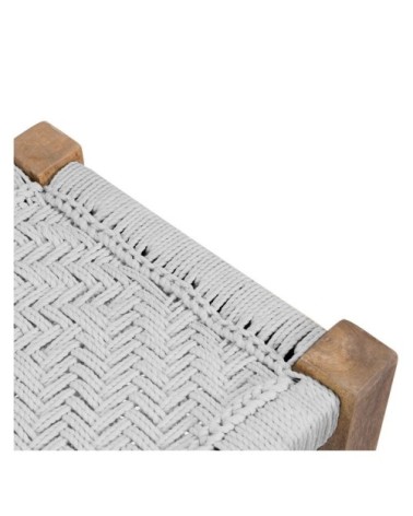 Banc en bois et corde tressée blanche