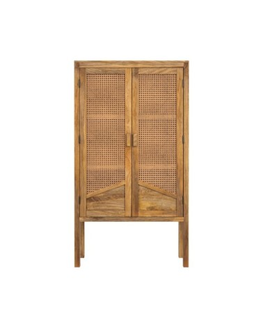 Armoire en cannage et bois 2 portes