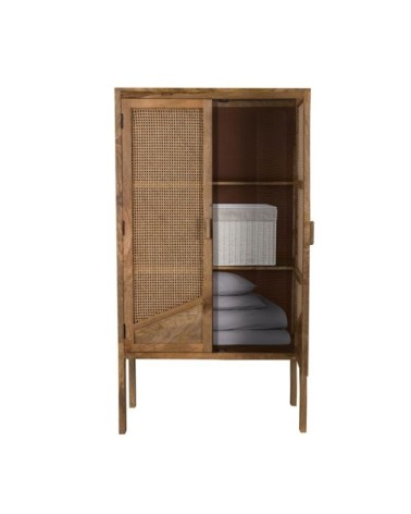 Armoire en cannage et bois 2 portes