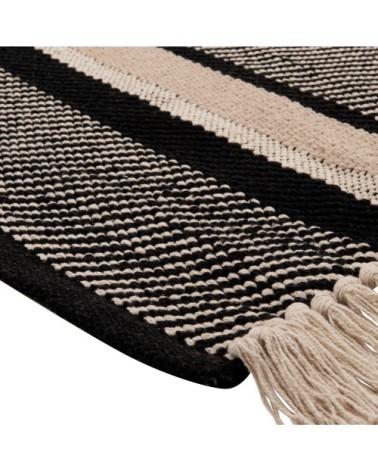 Tapis en coton noir et beige, 140x200