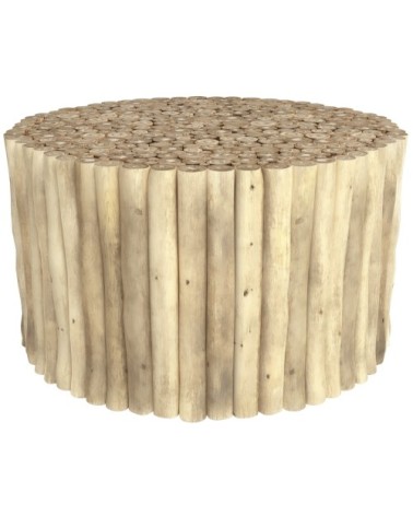 Table basse de jardin ronde en rondins de teck D70 cm