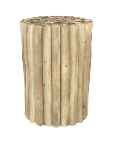 Table d'appoint de jardin ronde  en rondins de teck D30 cm