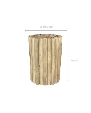 Table d'appoint de jardin ronde  en rondins de teck D30 cm