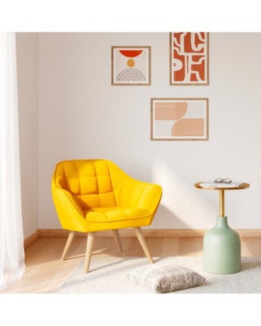 Fauteuil en tissu jaune avec accoudoirs