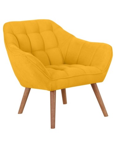 Fauteuil en tissu jaune avec accoudoirs