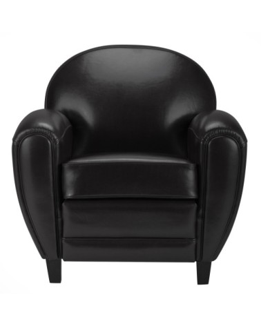 Fauteuil noir en croute de cuir enduite