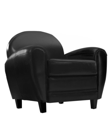 Fauteuil noir en croute de cuir enduite