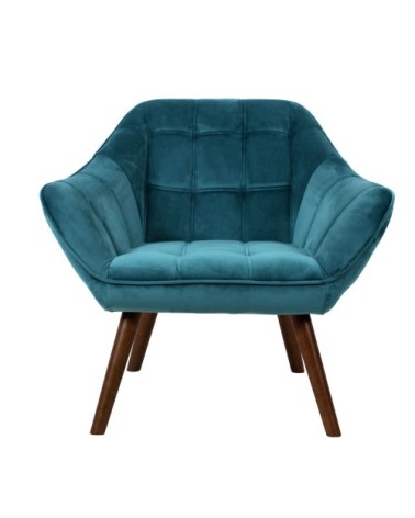 Fauteuil en velours turquoise avec accoudoirs