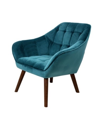 Fauteuil en velours turquoise avec accoudoirs