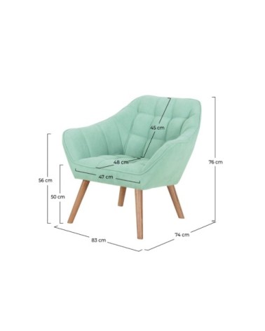 Fauteuil en tissu vert d'eau avec accoudoirs