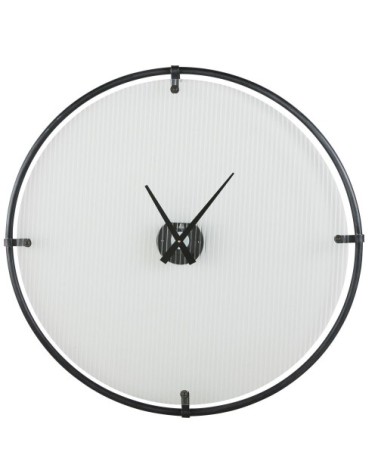 Horloge en verre et métal noir D91