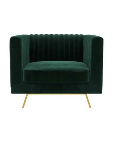 Fauteuil en velours vert foncé